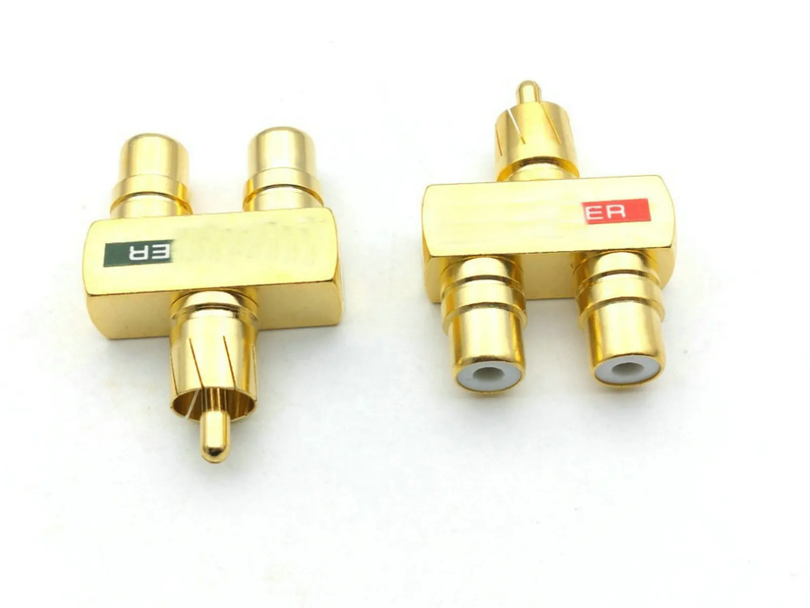 20pcs copper RCA Audio Y Splitter Plug Adapter 1 Male to 2 Female adapter