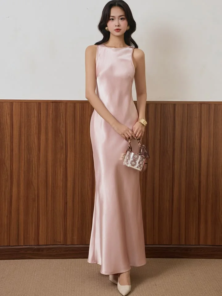 

Aenyrst Customized Evening Dresses Woman Elegant Pink Satin Formal Occasion Ankle-Length Dresses 2025فساتين سهرة