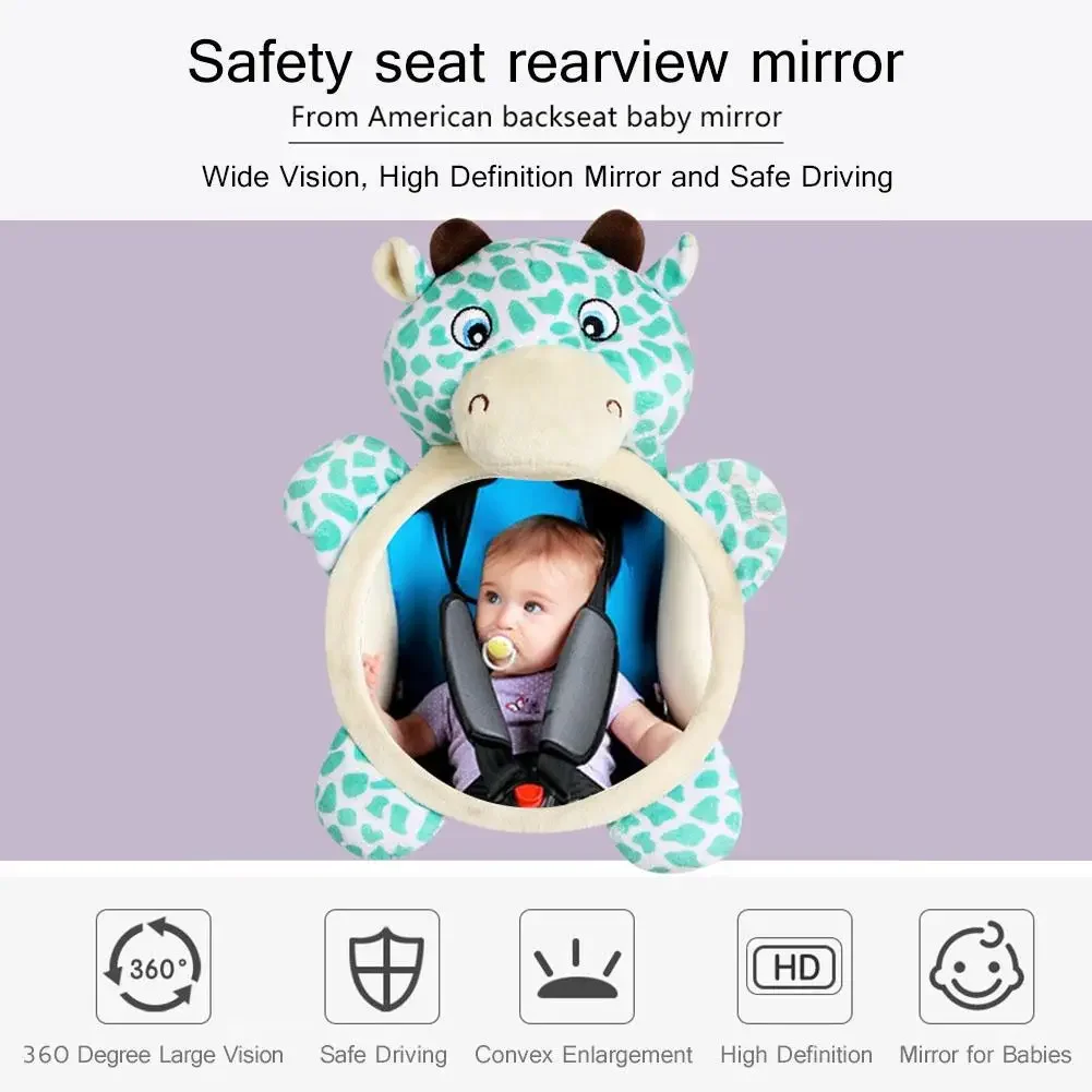 Car Baby Mirror Interior Rearview Kids Monitor Mirrors For Safety Rear Seat Headrest Baby Mirrors Cute Cartoon Animal Mirror
