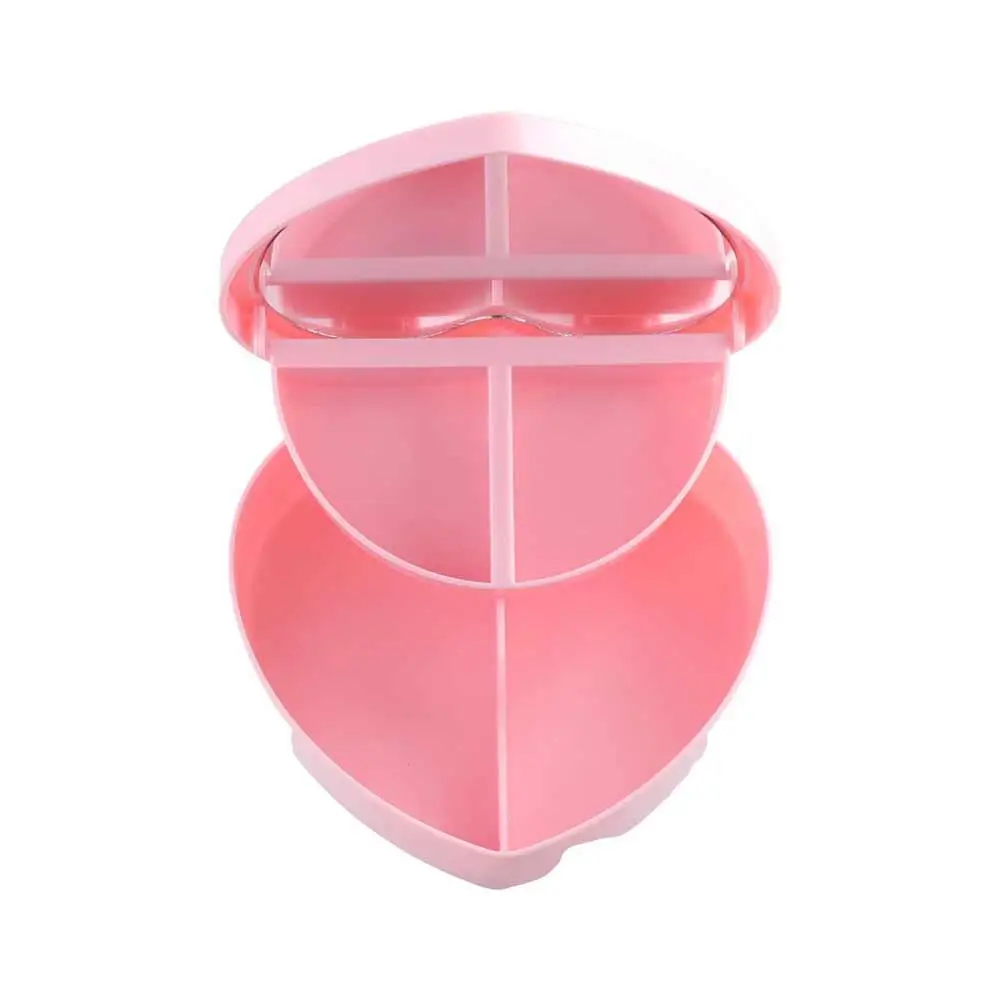 Girls Love Heart With Mirror Desktop Cosmetic Organizer Sundries Container Heart-shaped Jewelry  Box Girls Makeup Storage Box