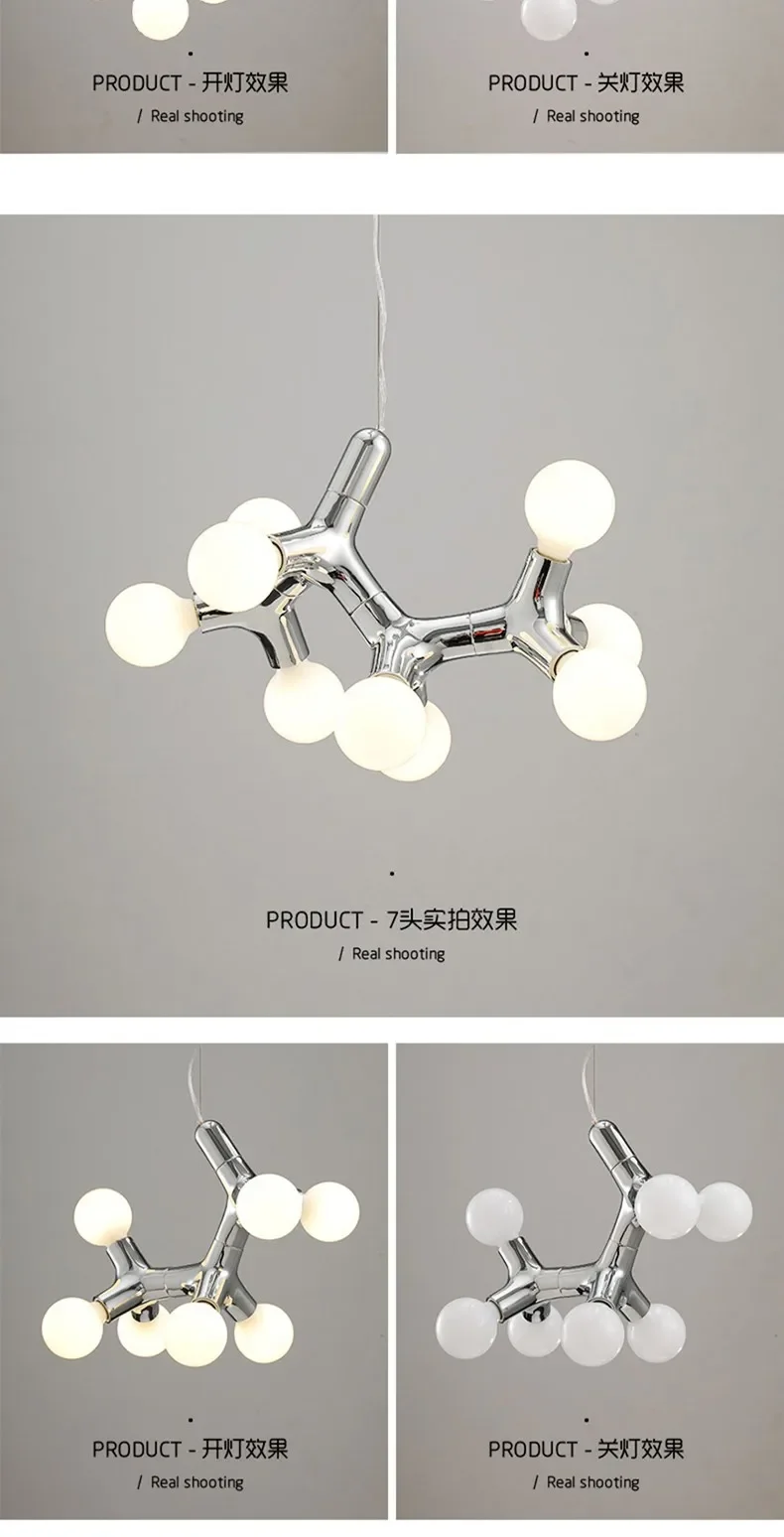 Postmodern LED Chandelier Lighting Copper Dining Room Island