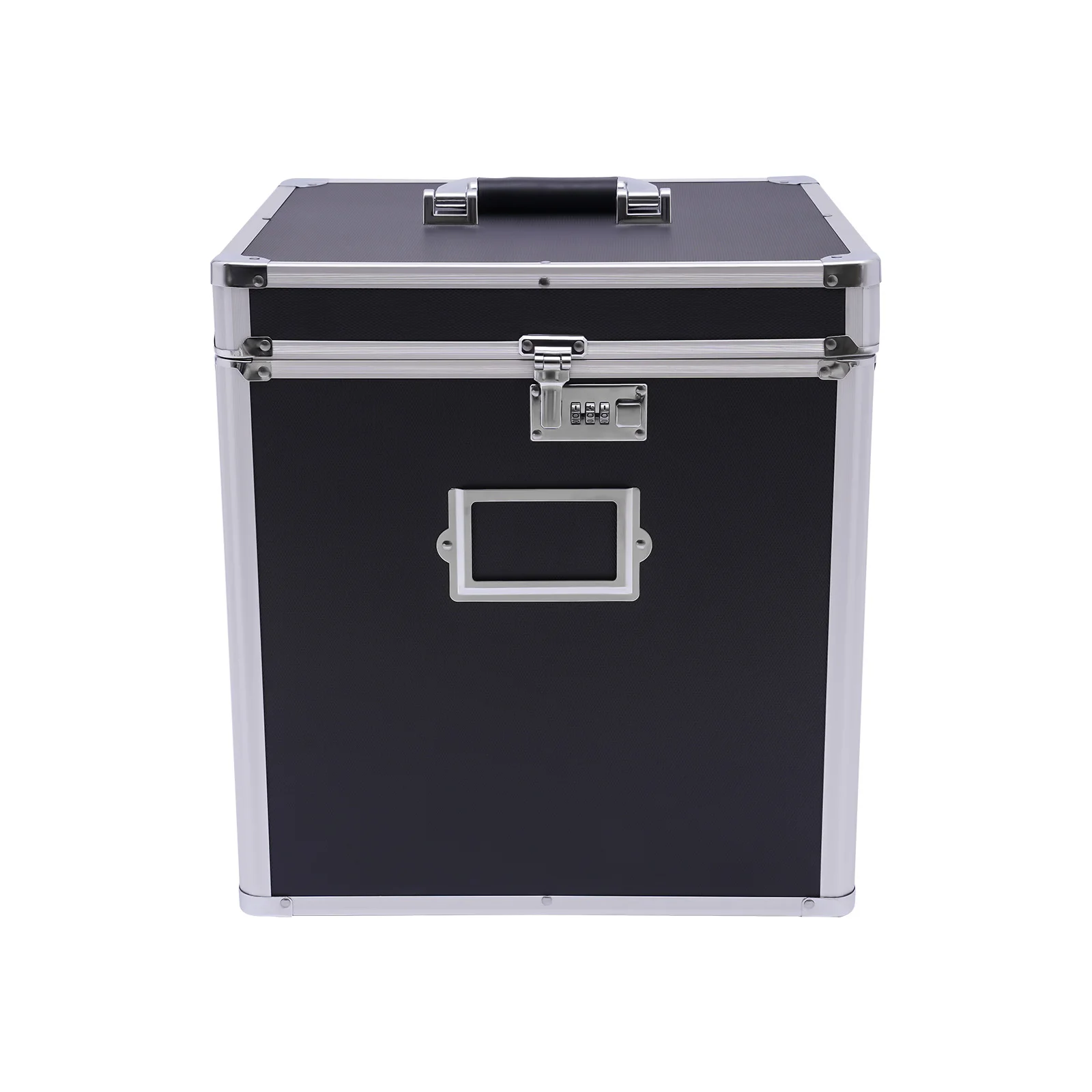 Modern Aluminum Record Lock Chest - 50 Vinyl LP Storage, Combination Lock, and Easy Carry Handle