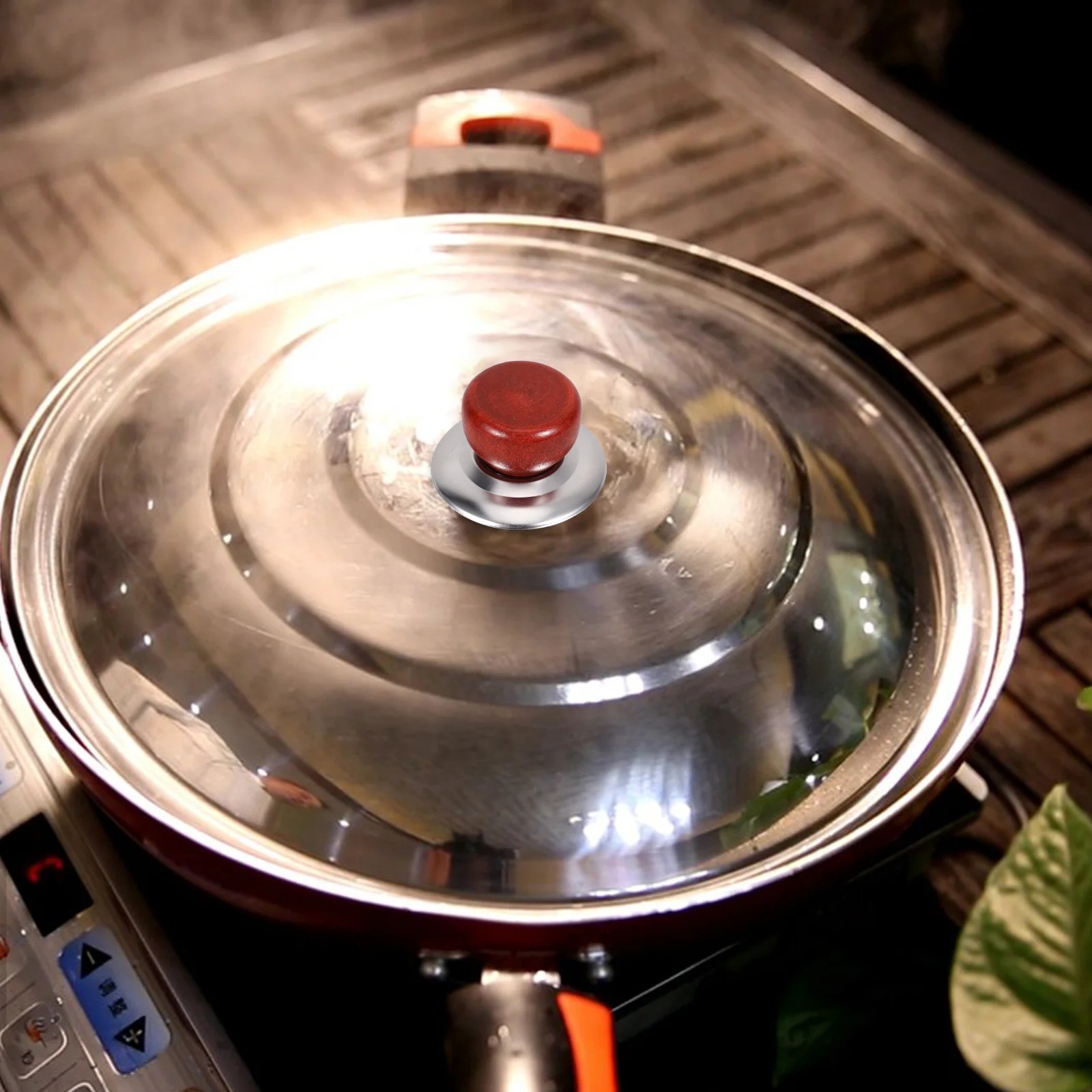 

6Pcs Universal Pan Lid Knobs Stainless Steel Wood Household Utensils for Kitchen Sturdy Wear-Resistant Practical