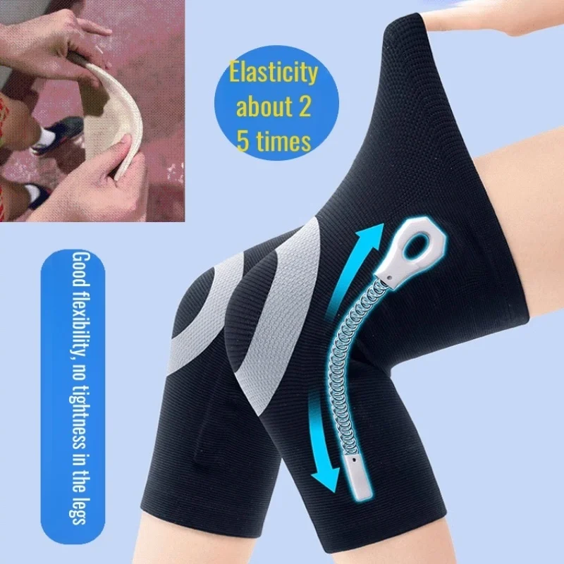 Rodilleras de punto ultrafinas para fitness, soporte de resorte cálido, rodilleras de punto ultrafinas, soporte de resorte cálido para fitness