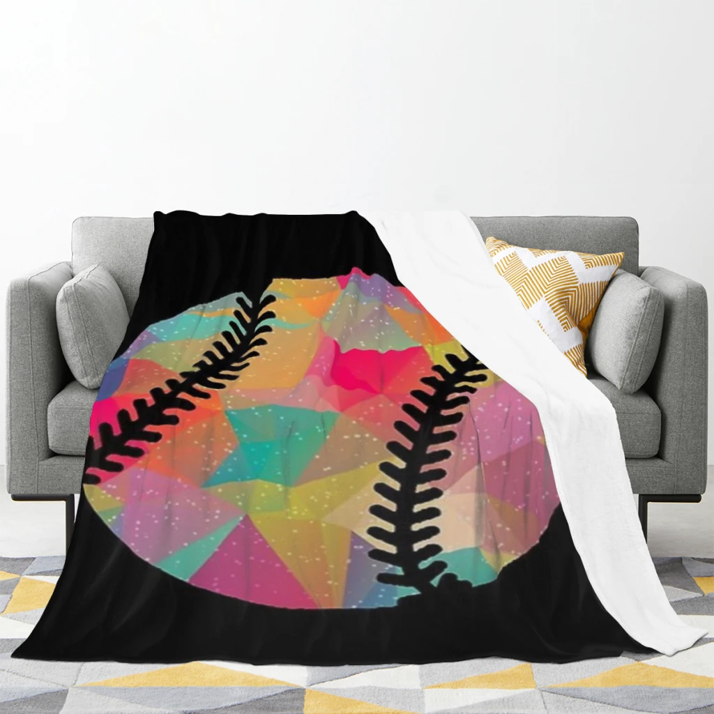 Geometric Softball Shape Low Poly Softball Gift Comfortable Flanne Blanket Fluffy Soft Bedroom Decor Sofa Blankets Comforter