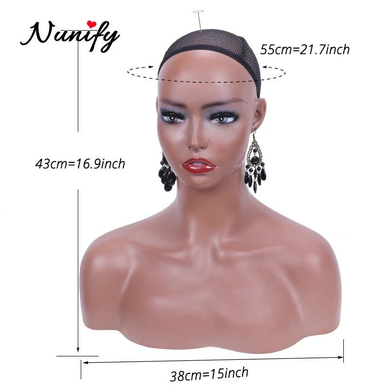 Mannequin Head With Shoulders Soft Pvc Realistic Manikin Head Can Be Inserted Needle Bust Wig Head Stand For Wigs Display Foam