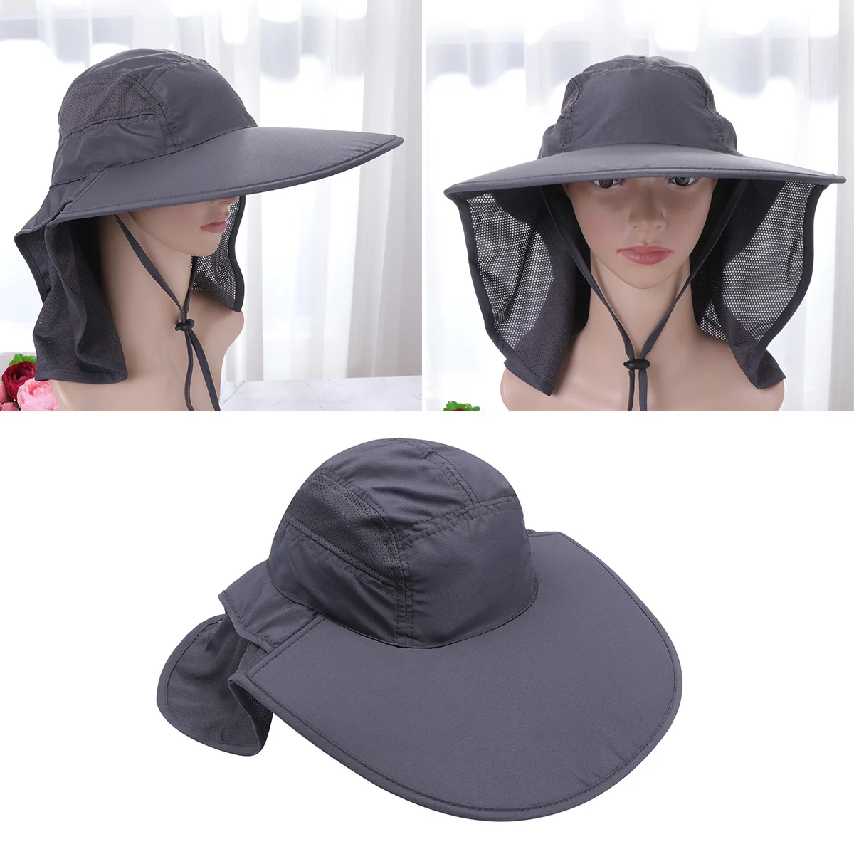 

Sun Protection Hat Lightweight Breathable Fishing Hat Outdoor Cap Gray Color One Size Fits All Summer Vacation Travel
