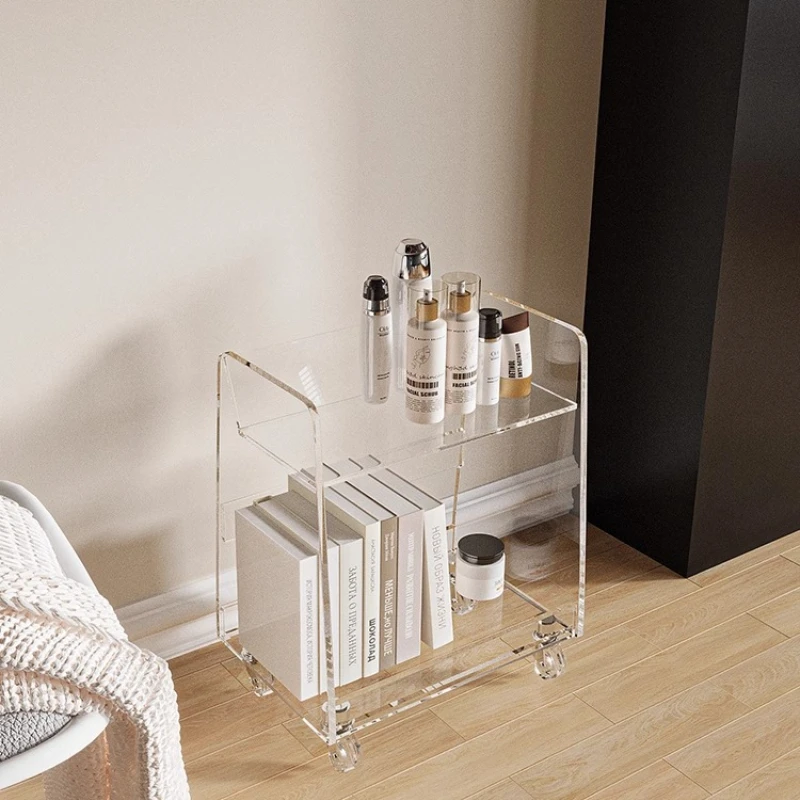 Mesa de sofá acrílica Simple minimalista, carrito de comedor lateral, mesita de noche móvil, carrito para el hogar, salón, dormitorio, Mesa, muebles para sala de estar
