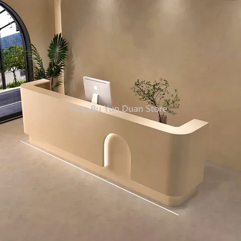 

Restaurant Furniture Hairdressing Reception Desk Spa Counter Cosmetics Luxury Receiption Front Clothes Shop Service Long Salon