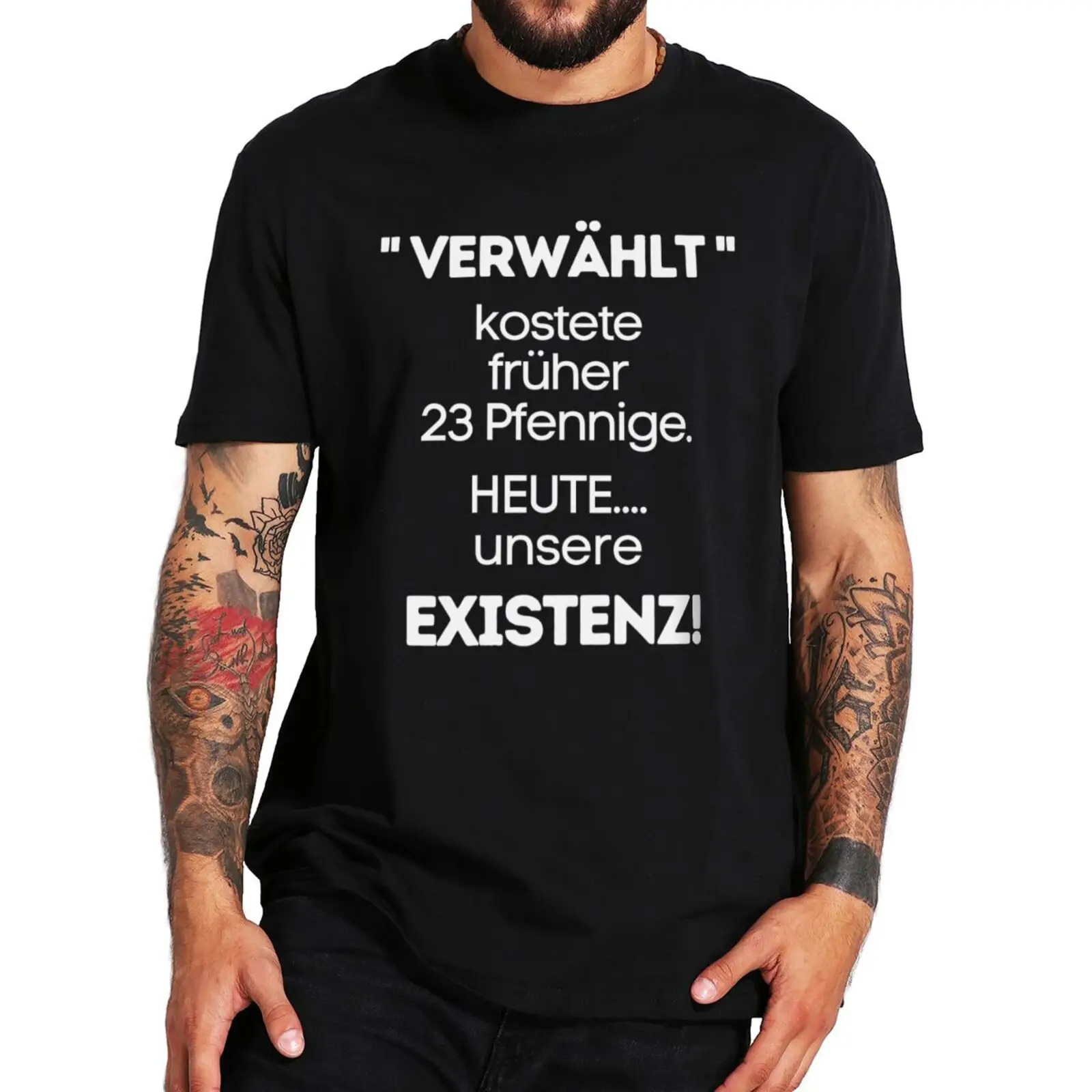 

Humor tshirt VerWahlt Kostete Fruher 23 Pfennige T Shirt Funny German Texts Political Meme Tops Cotton Unisex O-neck T-shirts