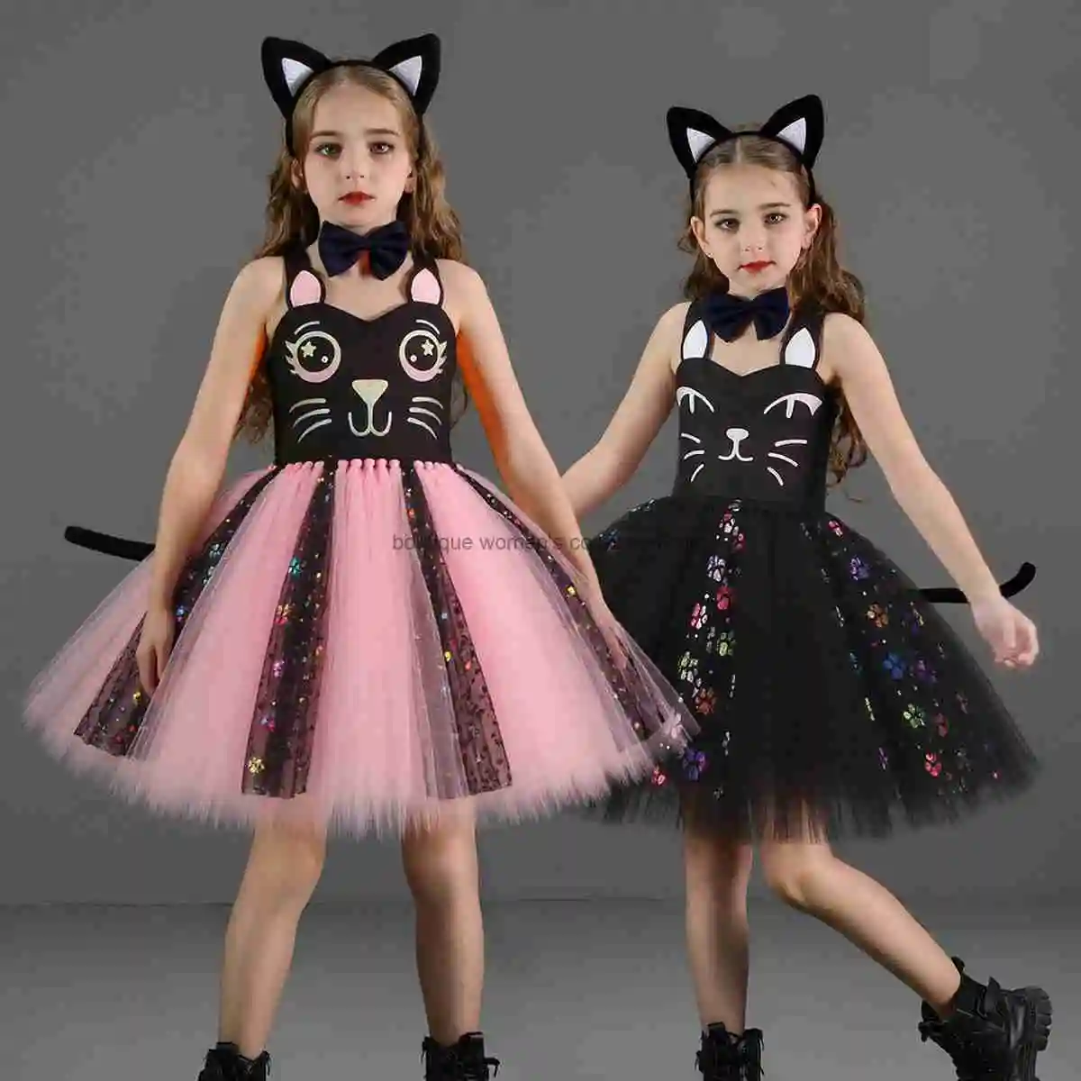 

Хэллоуин косплей милый кот животное платье ролевые игры пышное платье детский карнавальный костюм платье-пачка с котом для девочек