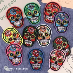 Mexican Style Skull Embroidered Patch Iron on Patches for Clothes Punk Rock Stickers Jackets Jeans Backpacks Ornament Appliques