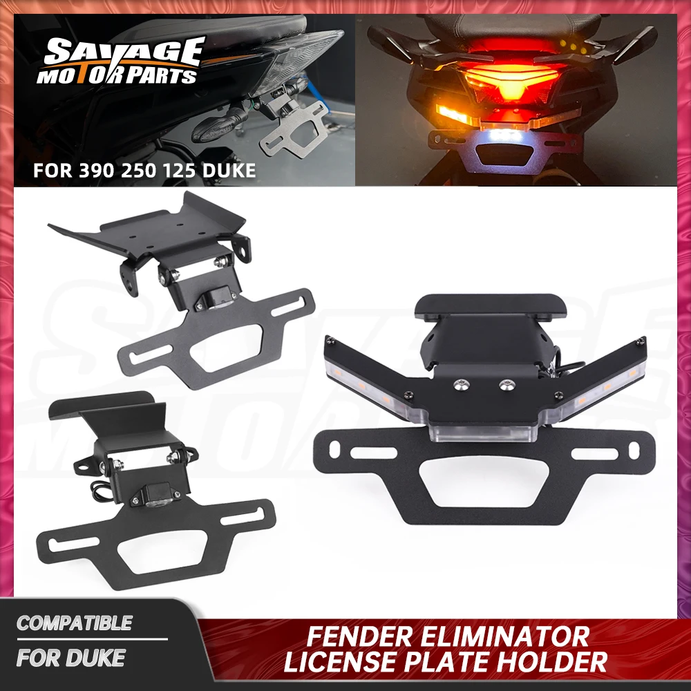 

For 390 250 Duke 2024 License Plate Holder 125 DUKE Motorcycle Accessories Adjustable LED Light Tail Tidy Fender Eliminator