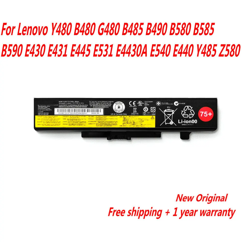 

New 75+ Laptop Battery For Lenovo Y480 B480 G480 B485 B490 B580 B585 B590 E430 E431 E445 E531 E4430A E540 E440 Y485 Z580