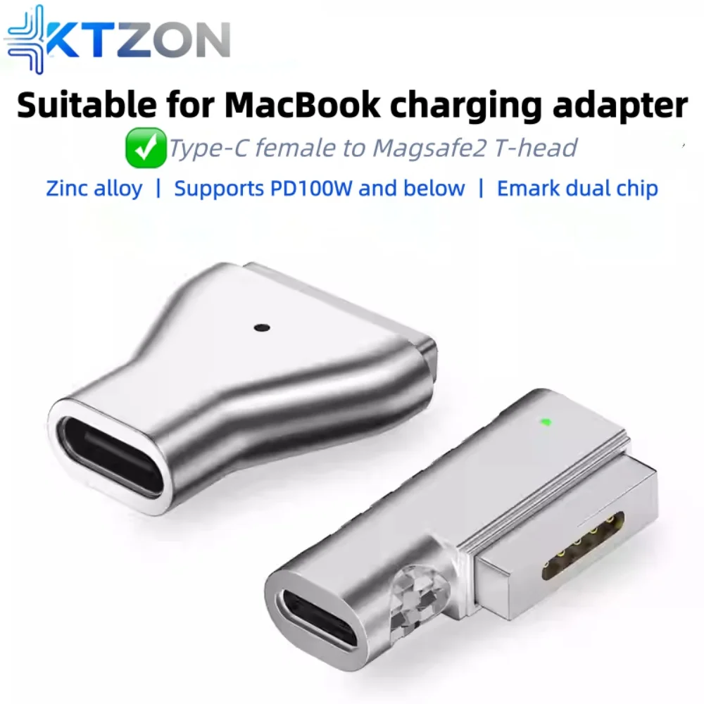 USB C to Magsafe2 PD Fast Charging Magnetic Connector Converter for MacBook Air/Pro 45W 60W 85W T Shape A1466 A1502 A1398 & More