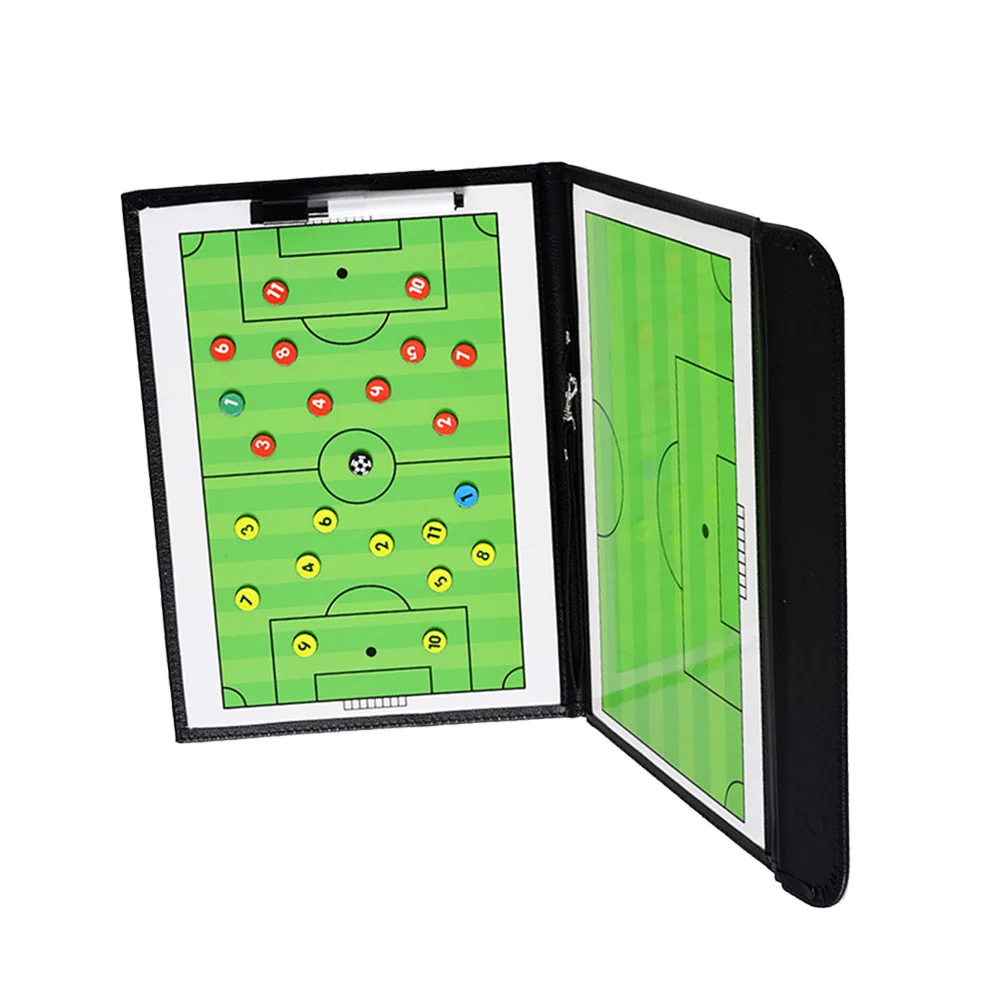 Tablero de entrenamiento de fútbol, portapapeles magnético de borrado en seco de 2,5 secciones, pizarra blanca táctica plegable reutilizable para entrenamiento en equipo