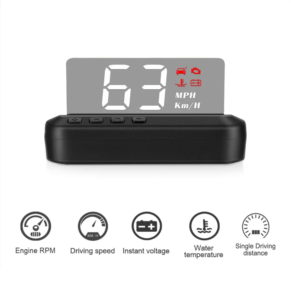 Car HUD RPM Overspeed Warning System Projector Head Up Display Windshield Auto Electronic Voltage Alarm C100-HUD OBD2 II EUOBD