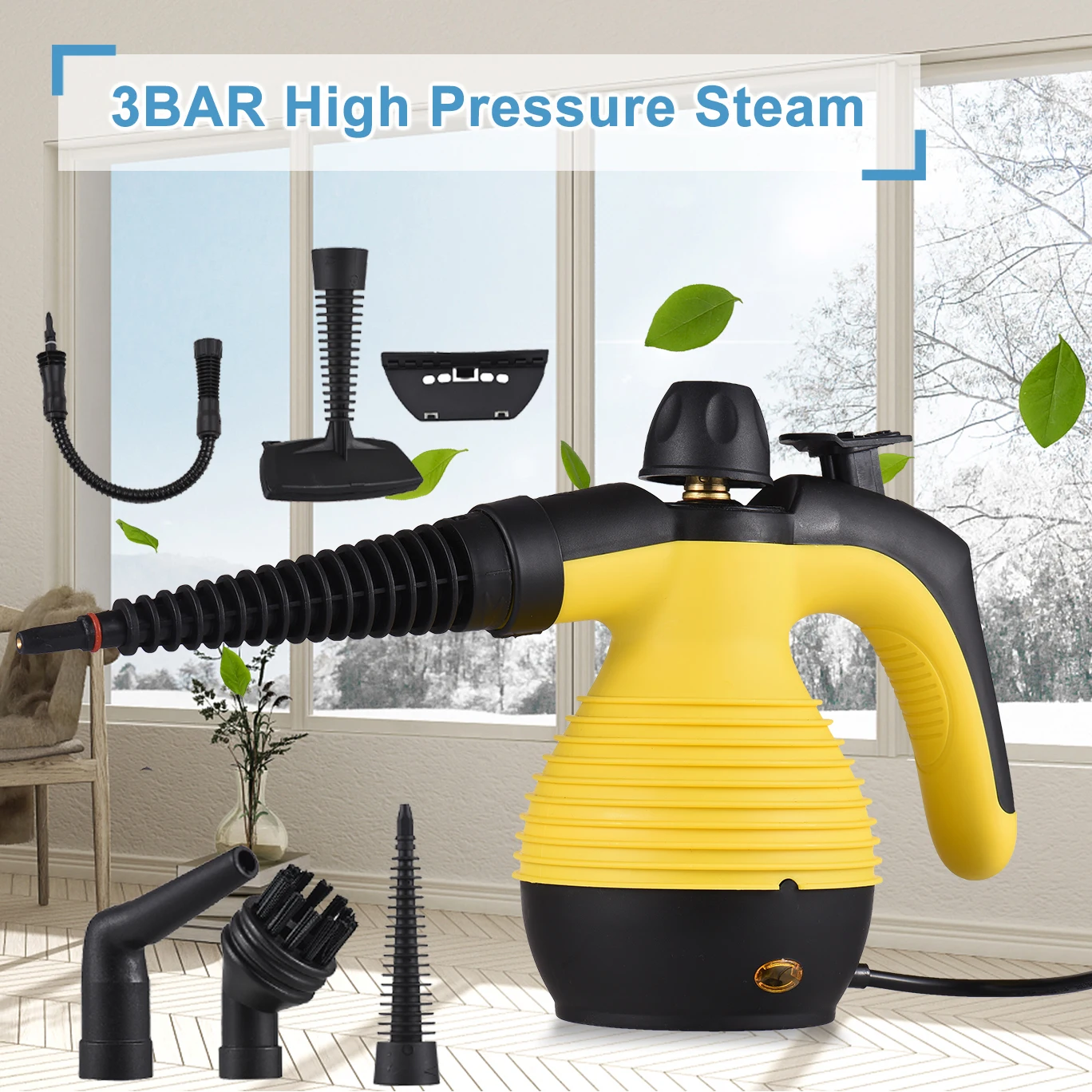 1050W High Temperature Pressurized Steam Cleaning Machine Handheld Steam Cleaner for Home with 9PCS Accessory Steamers Tool