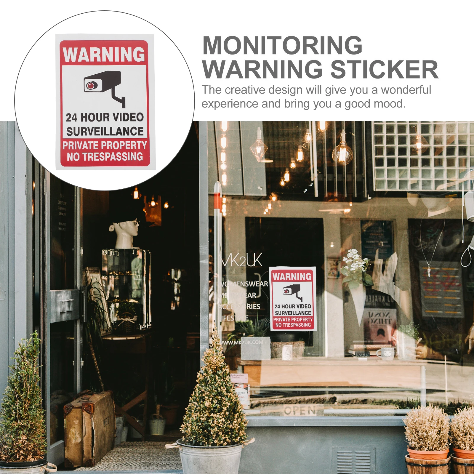 

50 Sheets Warning Sign Sticker Alert Decal Private Area Safety Reminding No Entrance Outdoor