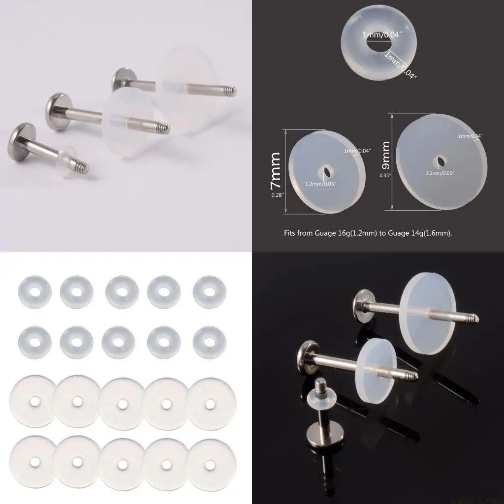 

31BF Piercing Healing Silicone Discs Transparent Disc Pads for Fixing the Earrings