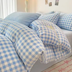2024 New Milk Fleece Plaid Single Quilt Set Thickened Warm Duvet Cover Double Use Large Size Bedding 180x220 200x230 220x240