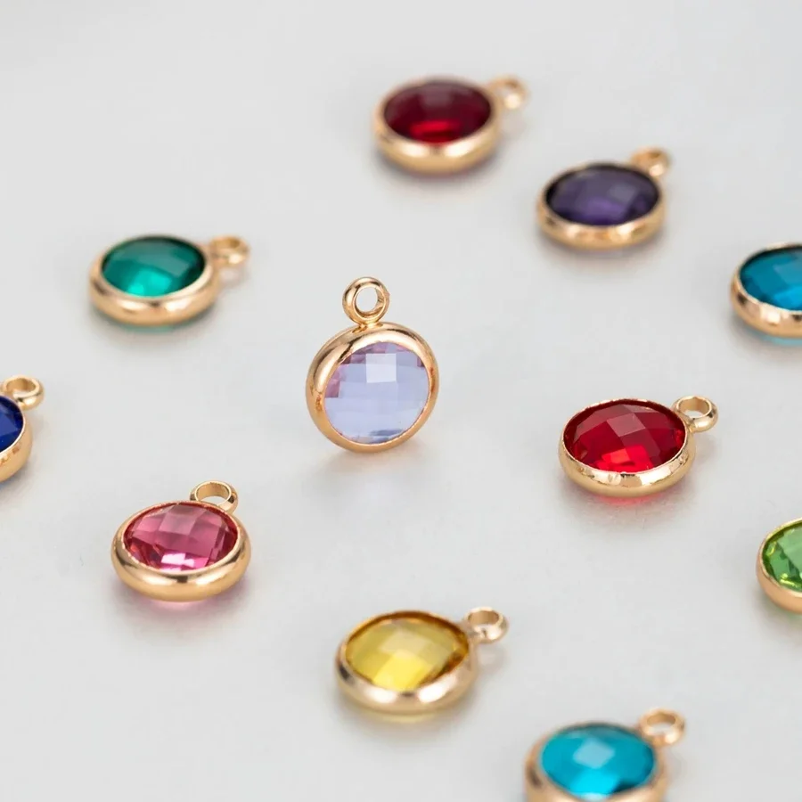 24pcs Stainless Steel 7mm 9mm Size Birthstone Connectors 12color Charms For Women DIY Bracelets Necklace Jewelry Findings