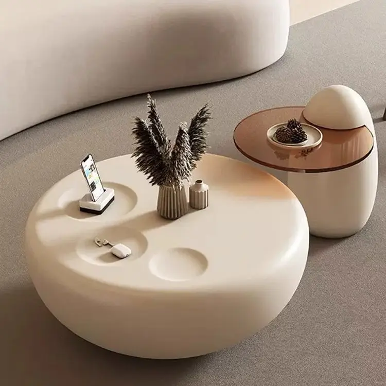 2026 GEDO Hot Selling Minimalist Round Tempering Glass Coffee Table Storage Cat Paw Table Set for Living Room