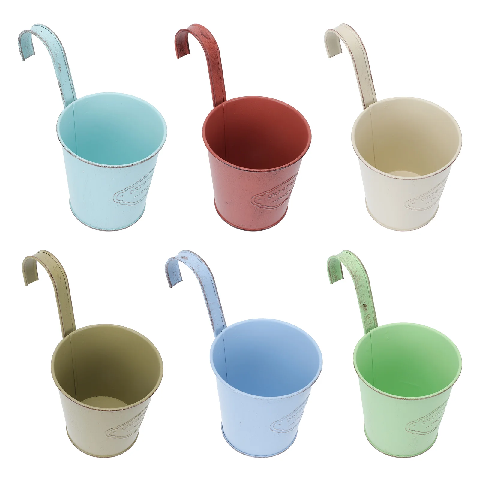 

6pcs Retro Iron Flower Buckets Large Tin Vases Plants Decor Home Living Room Bedroom Hotel Coffee Shop Dry Flower Containers