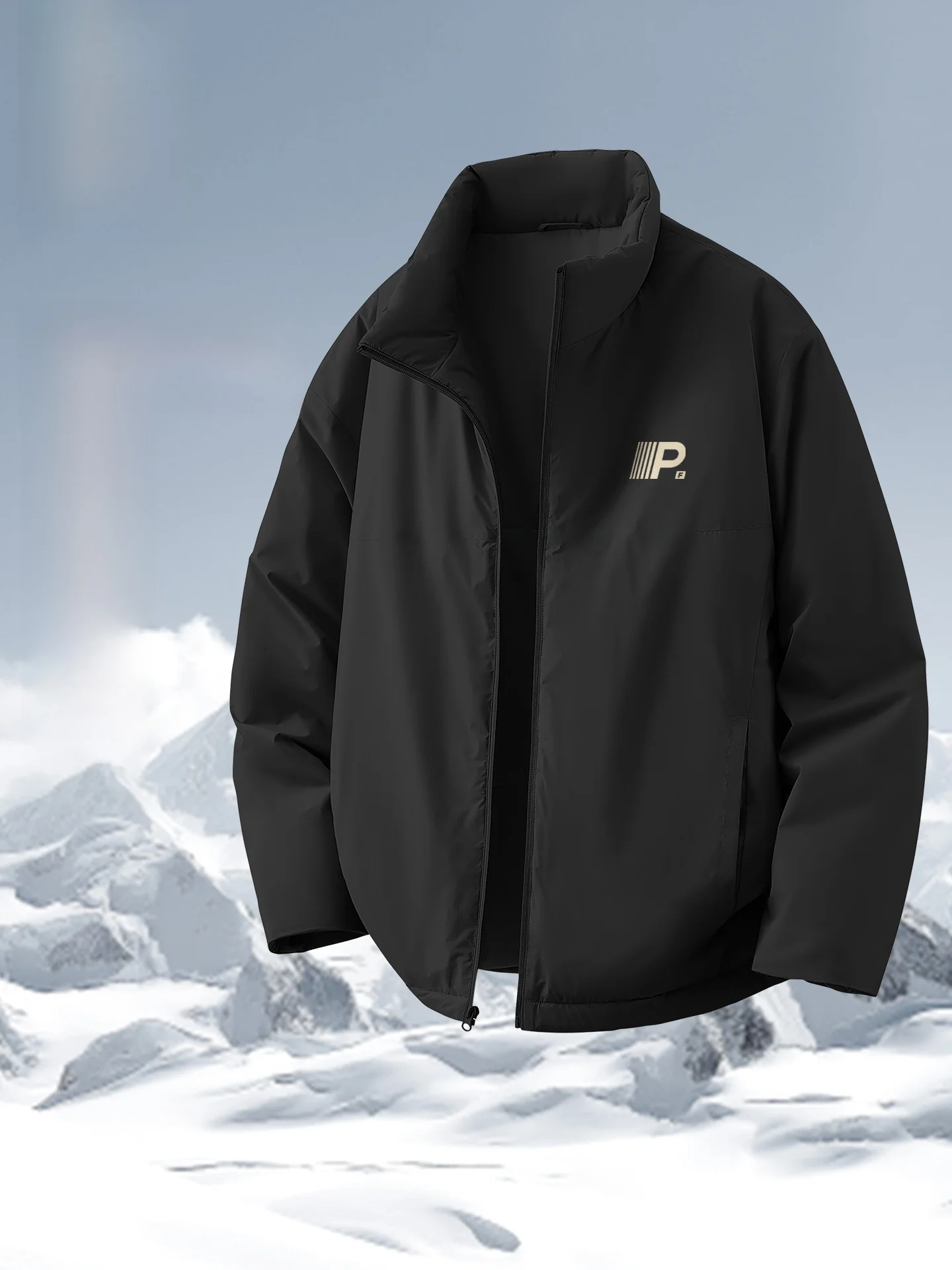 

Thiened Cotton Jaet for Men Bla Stand Collar Autumn Winter Waterproof Faion Ci Casual Long Sve Coat