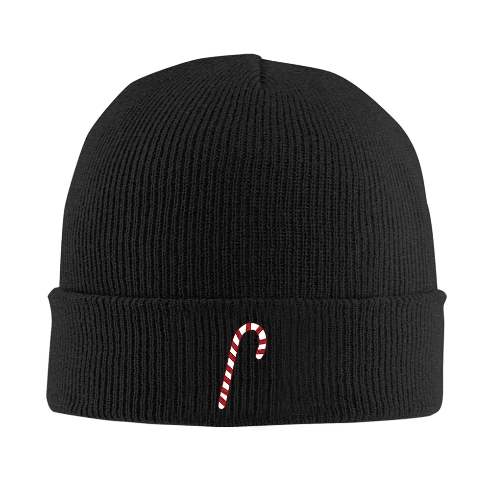 Christmas Candy Cane Beanie Hat Red White Striped Cane Design, Soft Stretchy Knit Winter Cap for Men Women