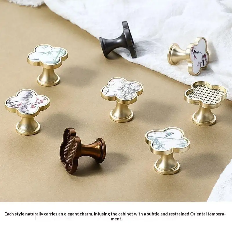 Cabinet Knobs Furniture Handles Chinese Painting Pattern For Kitchen Wardrobe Drawer Home Decoration Hardware Accessory