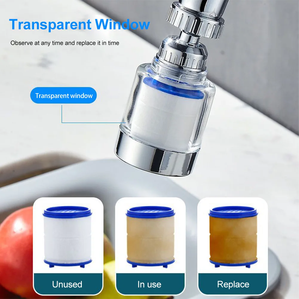 Splash-proof Faucet Filter Showerhead 360° Rotation Water Purifier Pressurised Kitchen Bathroom PP Cotton Filter Remove Chlorine