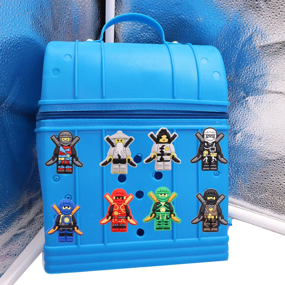 

8-100PCS Cartoon Masked Assassin Ninja Shoe Charms PVC Decoration Iconic Quartet Silhouette Detachable Waterproof For Party Gift