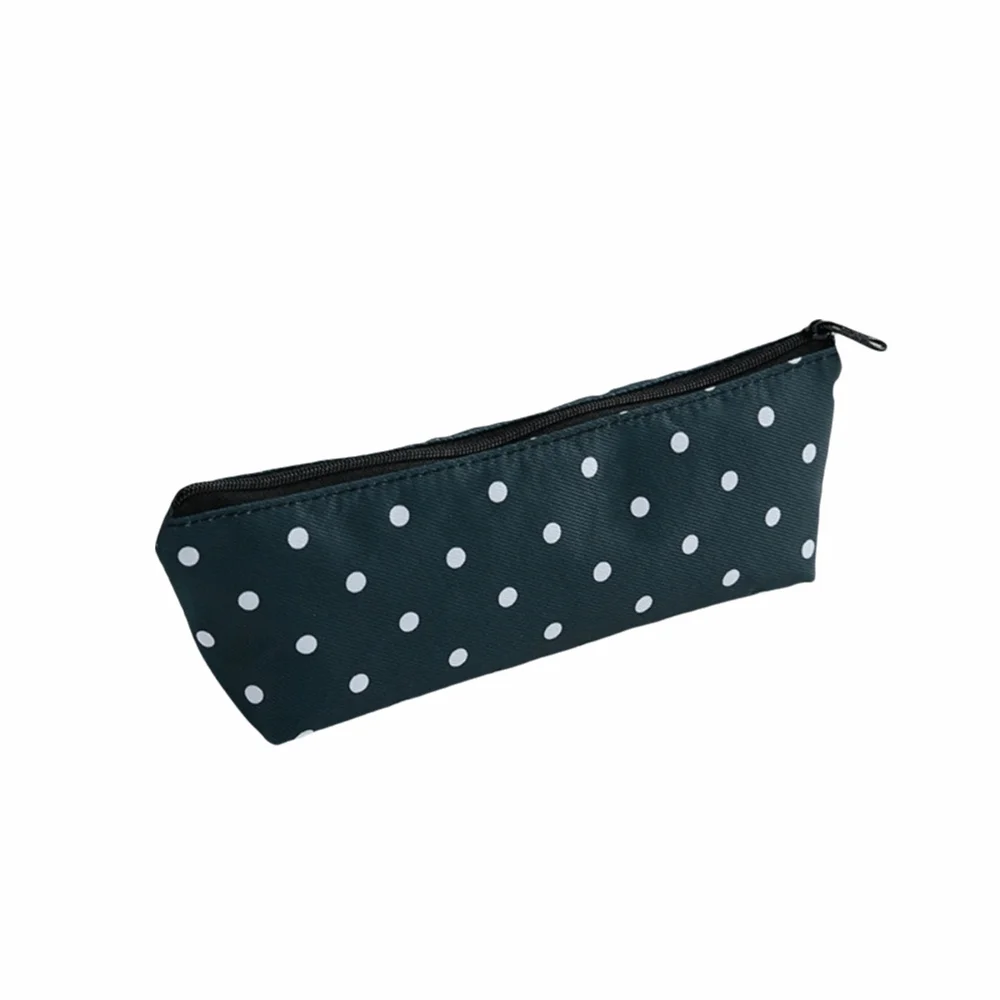 New Polka Dot Pencil Case Zipper Closure Single Layer Pen Bags Large Capacity Stationery Bag Stationery Organizer
