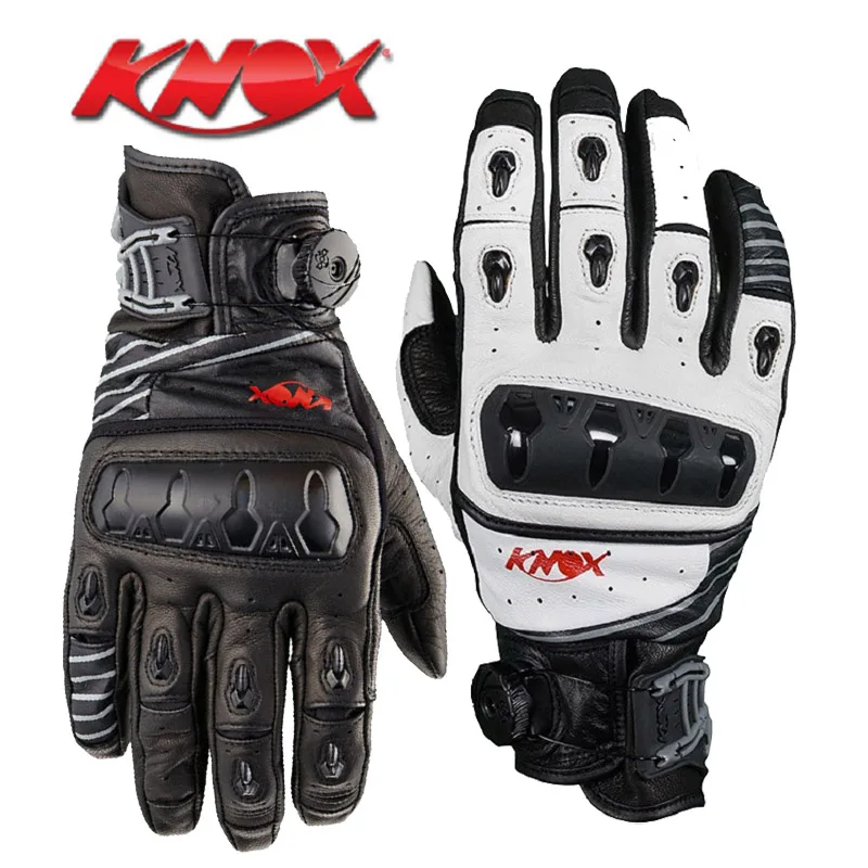 New KNOX ORSA Motorbike Fingerless Gloves Moto motocross motorcycle racing gloves genuine leather guantes Black white color V14