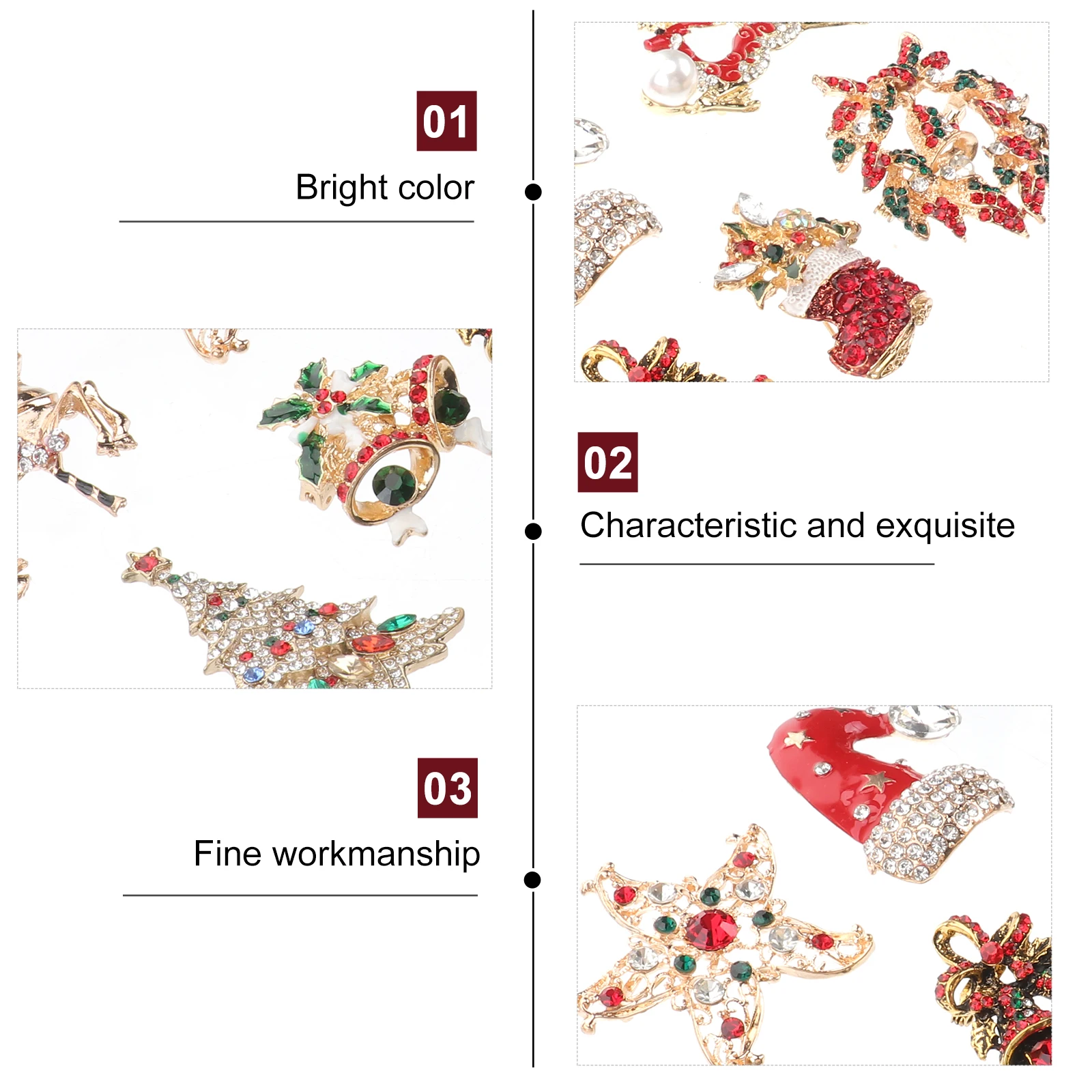 

9 Pcs Christmas Badges Brooch Pin Label Decoration Women Jewelry Gift for