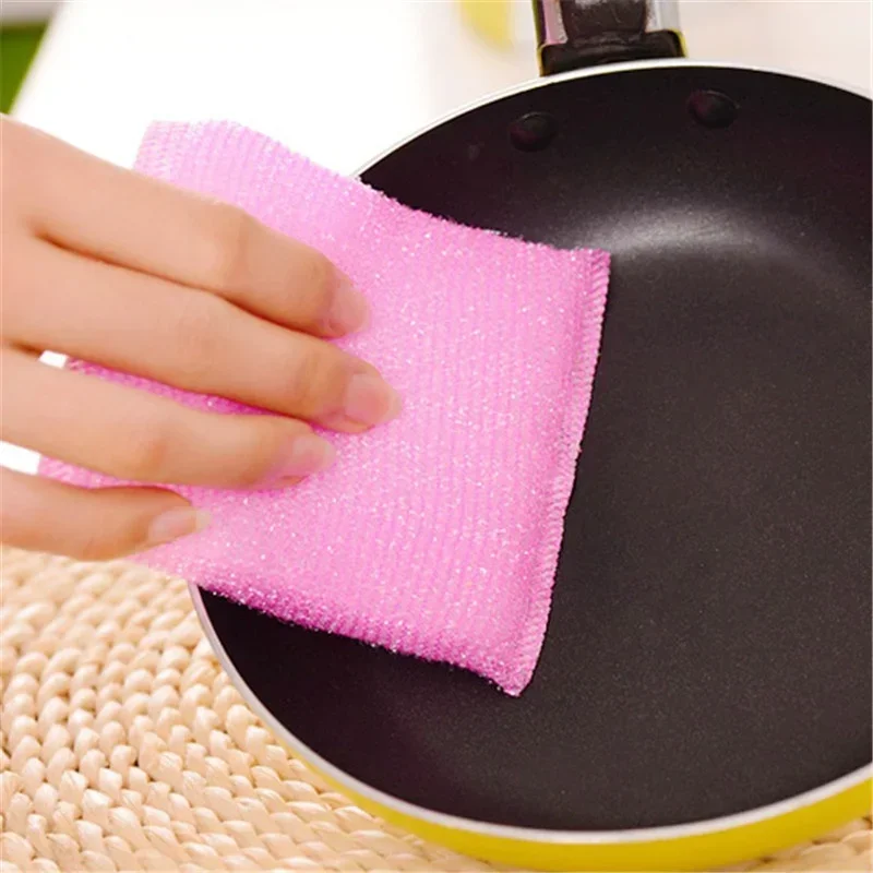 8pcs non-stick oil kitchen scouring pad, dish towel, bowl sponge brush, household cleaning tool (random color)