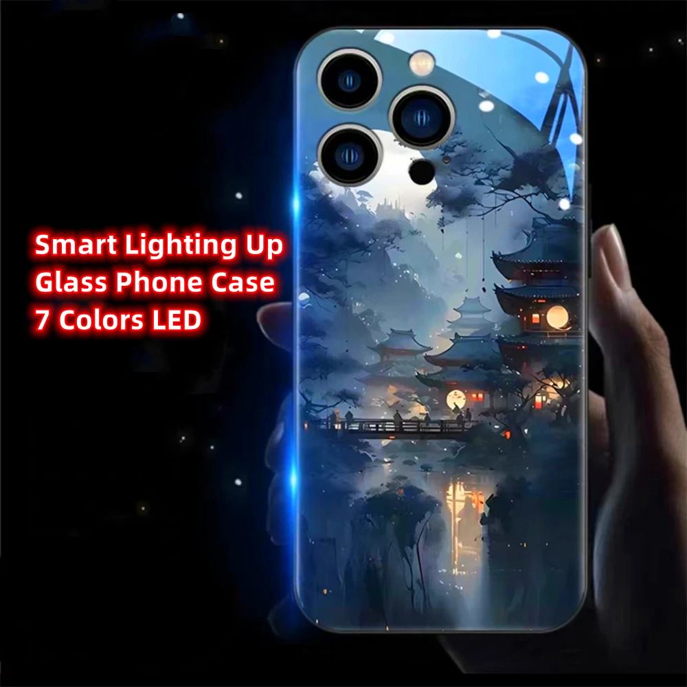 Moonlight Attic LED Calling Light Flash Phone Case Luminous Back Cover For Samsung S24 S23 S22 S21 S20 FE Note 20 Plus Ultra A54