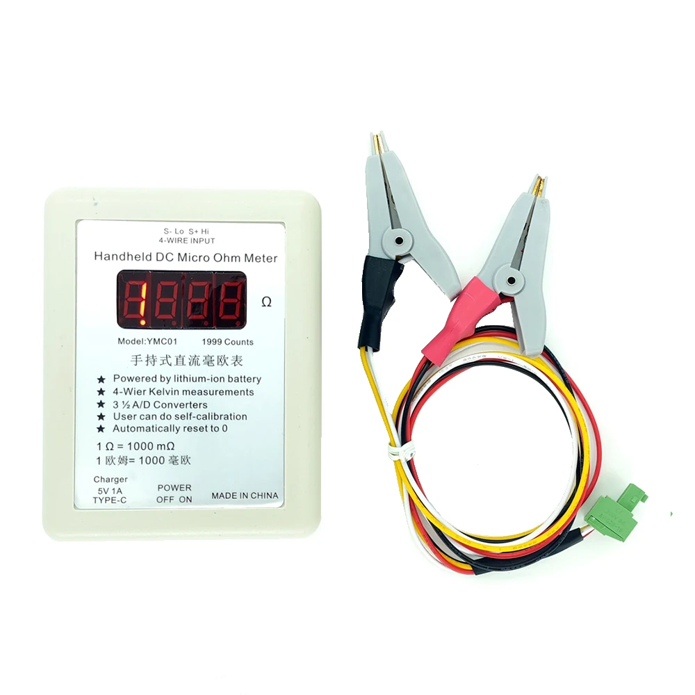 Handheld dc Ohm Meter Baixa Resistência Tester Pode Carregar Quatro Fios Kelvin Medição Ymc01