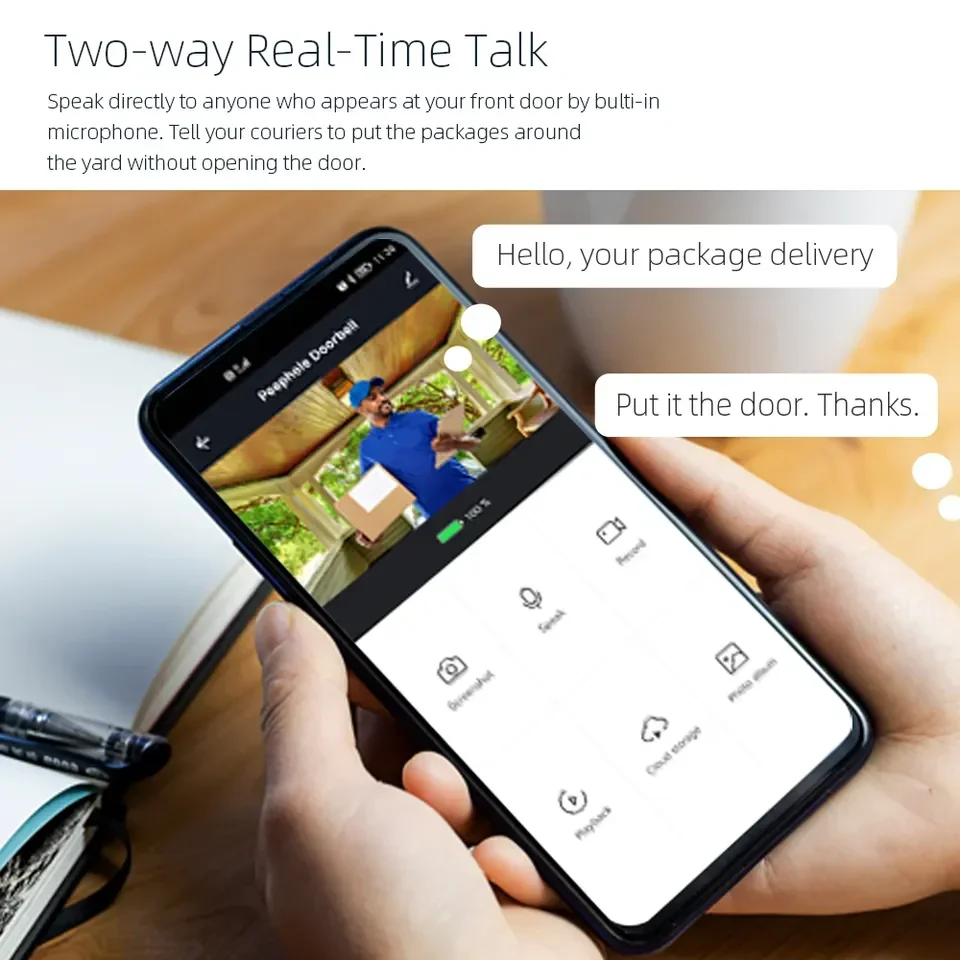 1080P Tuya Smart Video Doorbell Camera WiFi Video Intercom Door Bell Camera Two-Way Audio Works with Alexa Echo Show Home