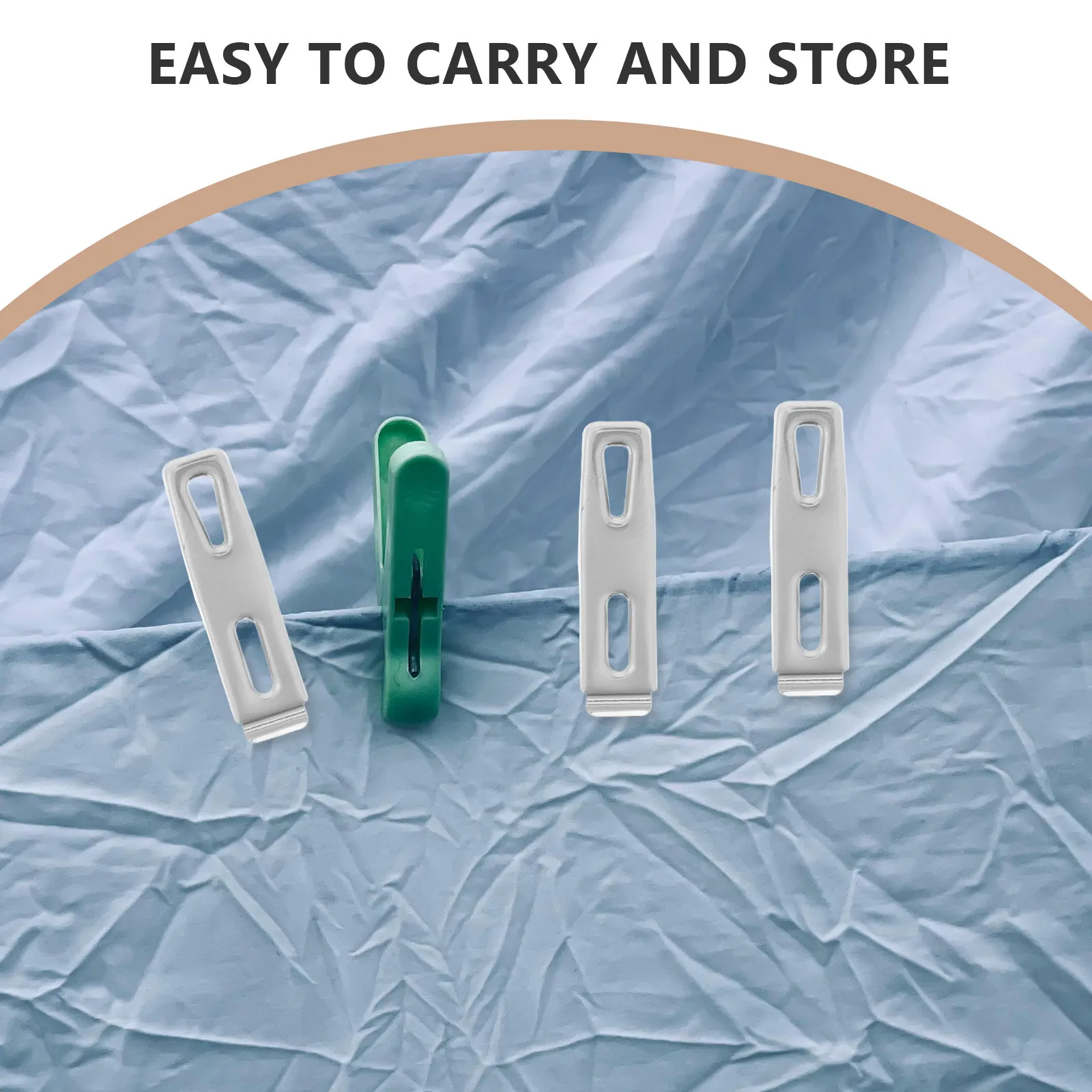 10Pcs Stainless Steel Clothespins Compact Protective Grip All Purpose Heavy Duty Laundry Clips for Quilts Socks Travel Drying