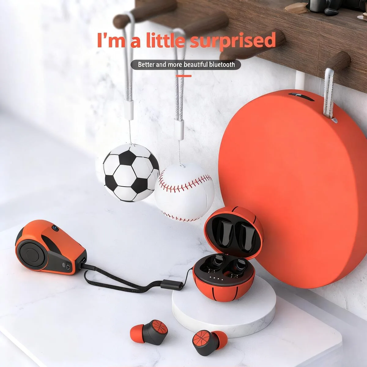 

Creative Ball Shape Wireless Bluetooth In-ear Earphones Mini Noise Reduction Earset For Basketball Soccer Baseball Fans Gifts