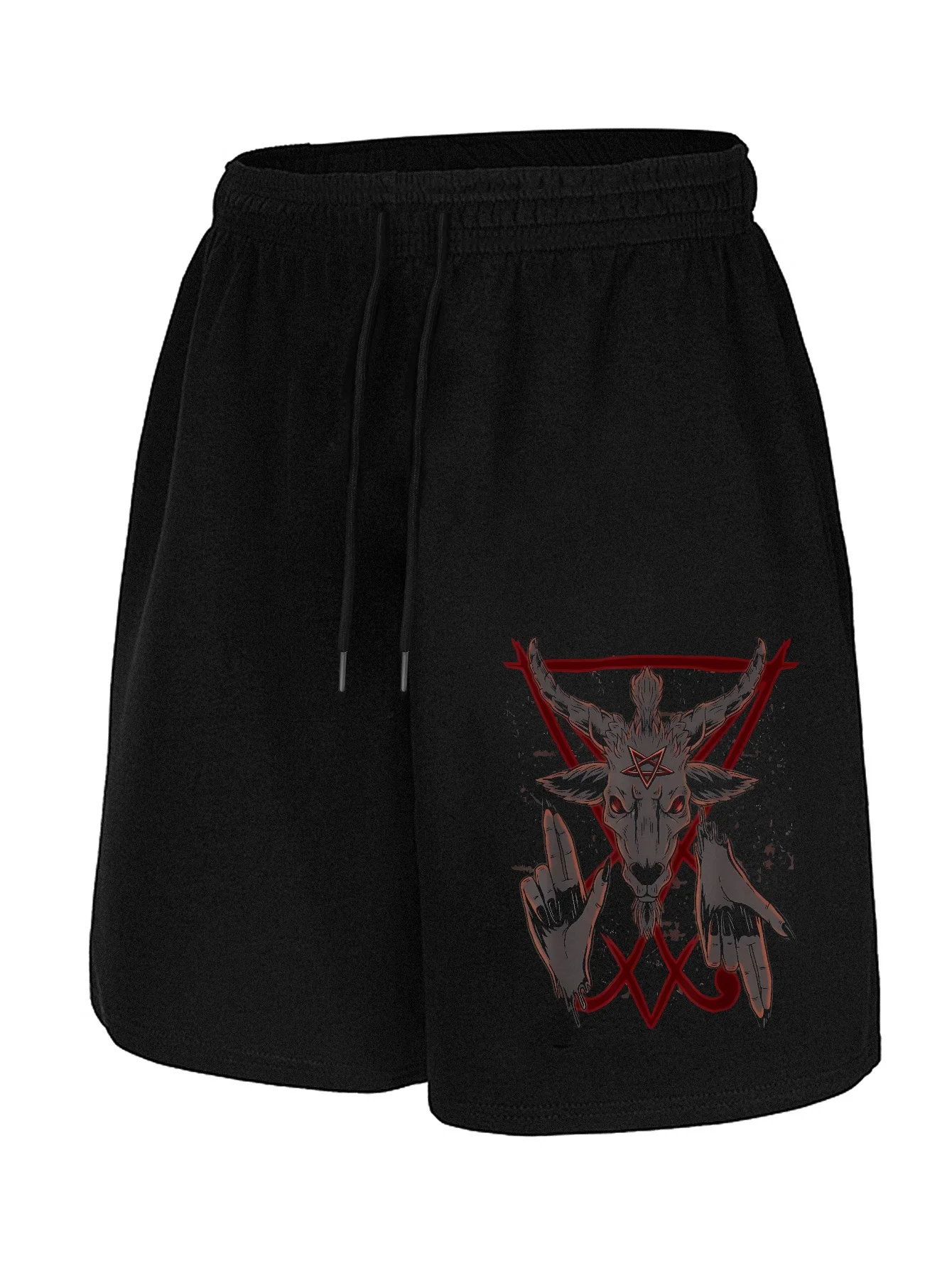 

Goat Head Pentagram Printed Casual Drawstring Men's Shorts with Pockets, Breathable and Comfortable Sports Casual Shorts