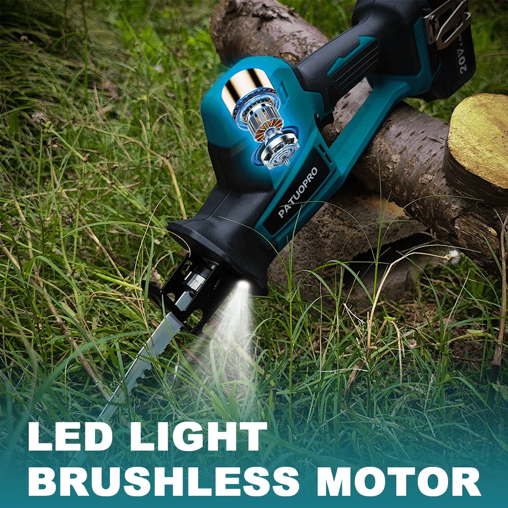 255mm Brushless Electric Reciprocating Saw With 4 Blades Cordless Adjustable Speed PVC Pipe Wood Saw For Makita 18V Battery