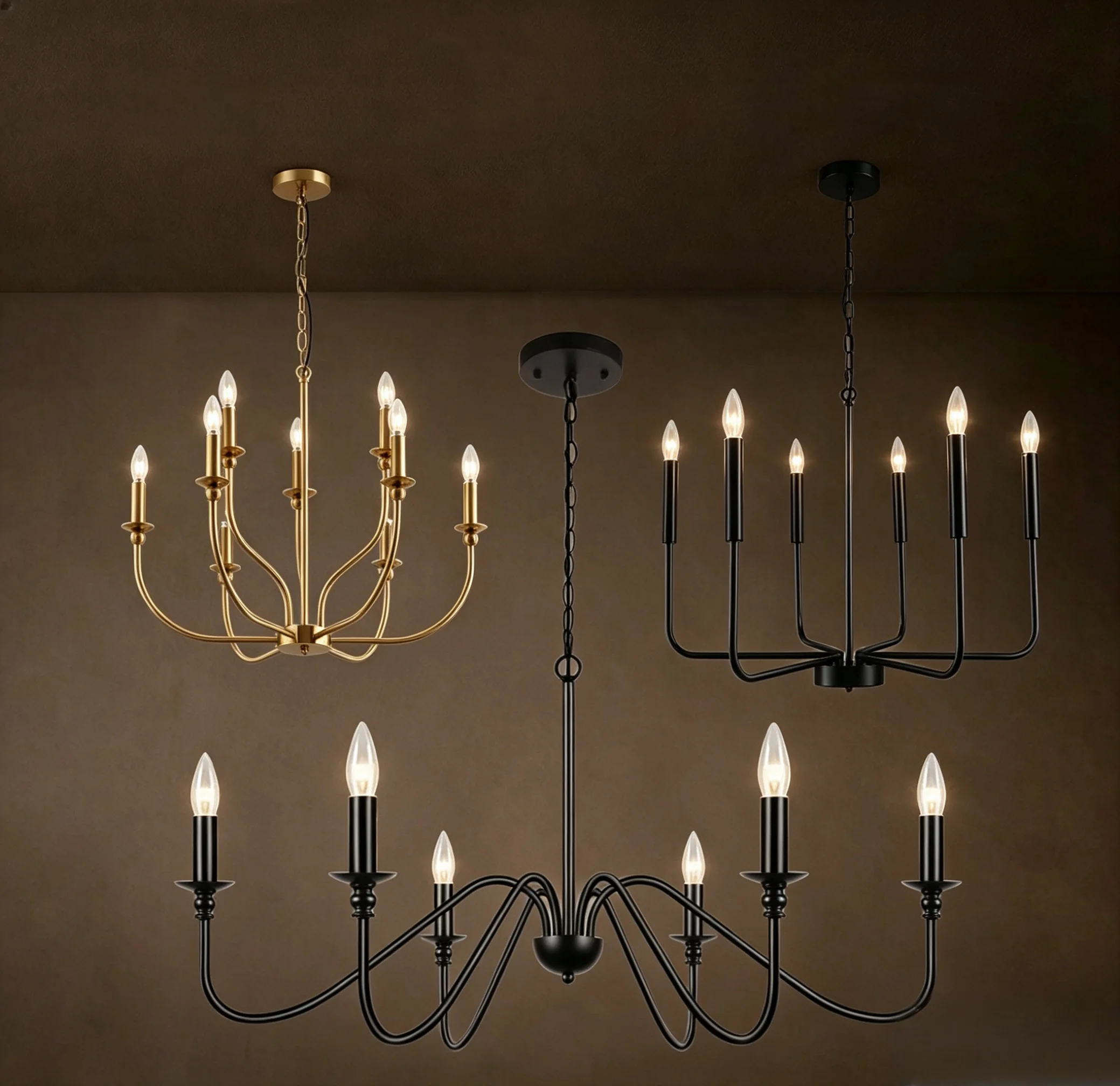 Modern Minimalist American Candle Chandelier, Light Luxury Branch Pendant Light for Living Dining Bedroom Study Room IndoorDecor