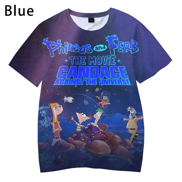 

2024 Phineas And Ferb The Movie Candace Against The Universe 3d T-shirt Summer Hip Hop Graphic Short Sleeve Printed T Shirt