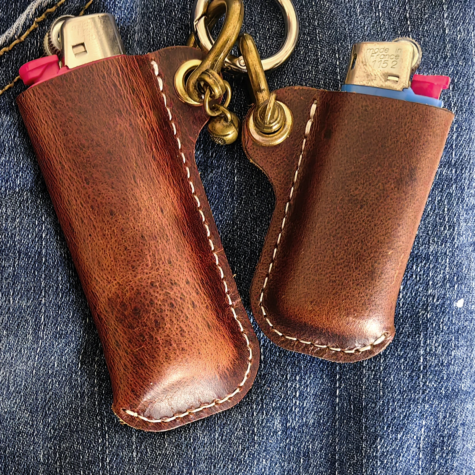 Genuine Cowhide Leather Lighter Case Holder For Bic Cricket Lighters Sleeve Cover Leather Case With Metal Horseshoe Shackles