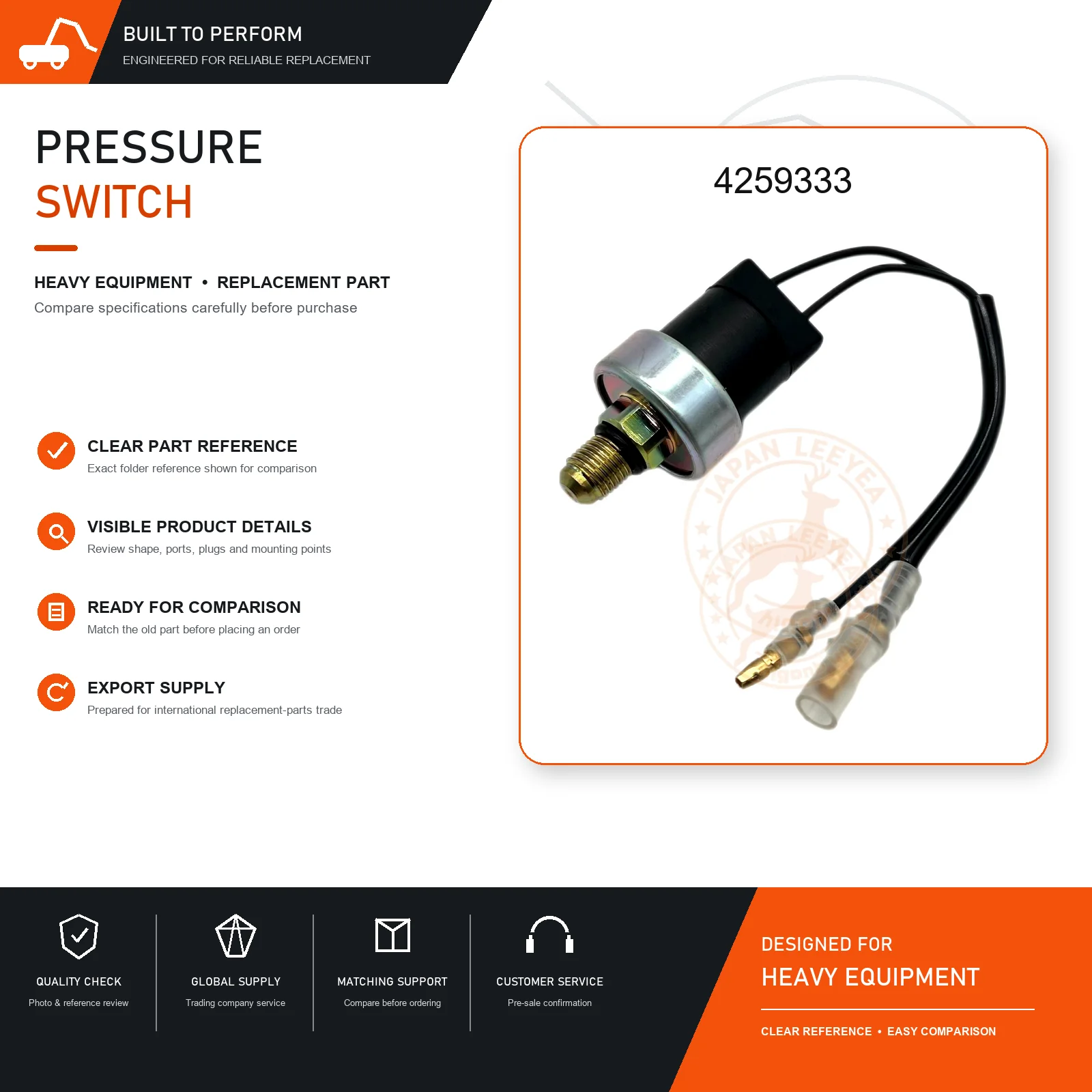 Pressure Switch 4259333 for EX60-3 Excavator Electrical System Replacement Parts