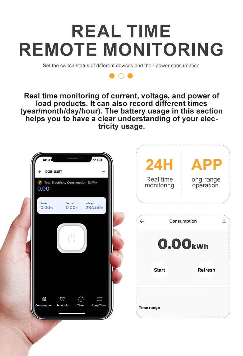 DIY GO Ewelink MCB Smart Home Schutz 1P+N 220V WLAN Smart Schalter Energiezähler kWh-Messung Leistungsschalter Timer Relais – Detail 5