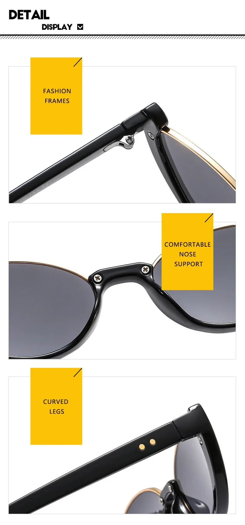 Damen-Sonnenbrille mit halbem Rahmen, Metallscharnier, personalisierte Avantgarde-Sonnenbrille und Accessoires – Detail 17
